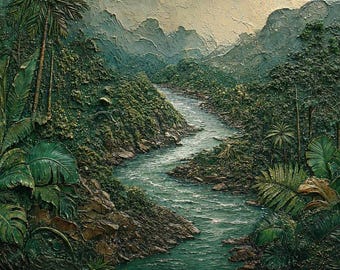 Luxury Tropical Landscape Wall Art: Emerald Passage (Digital Download)