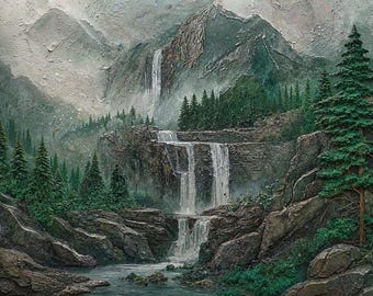 Mountain Waterfall Wall Art: Whispers of the Highlands (Digital Download)