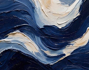 Luxury Blue Abstract Wall Art: Midnight Currents (Digital Download)