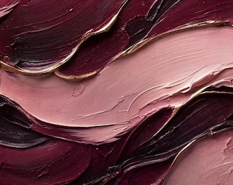 Luxury Burgundy & Gold Abstract Wall Art: Velvet Reverie (Digital Download)