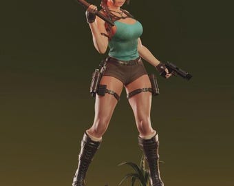 ララ・クロフト トーチ像 – 手描き3Dプリント樹脂フィギュア | トゥームレイダー コレクタブル
