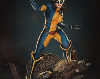 X-23 バトルポーズ スタチュー – 手描き3Dプリント樹脂フィギュア | マーベル・コレクタブル
