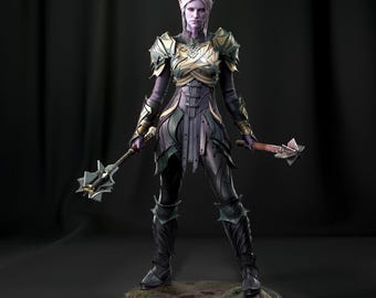 ミンタラ 二刀流ポーズスタチュー – 手描き3Dプリント樹脂フィギュア | ダークファンタジーコレクタブル