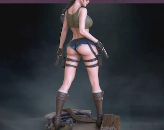 ララ・クロフト クラシック ピストル スタチュー – 手描き 3D プリント レジンフィギュア | トゥームレイダー コレクタブル