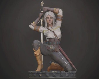 シリ ひざまずくポーズのスタチュー – 手描き3Dプリント樹脂フィギュア | ファンタジーコレクタブル