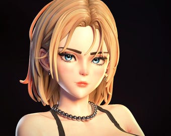 ドラゴンボール / 人造人間18号 金髪サイボーグ戦士像 – 手描き3Dプリント樹脂フィギュア | アニメコレクターズアイテム