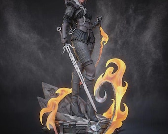 シリ 炎の鎖の像 – 手描き3Dプリント樹脂フィギュア | ファンタジーコレクタブル