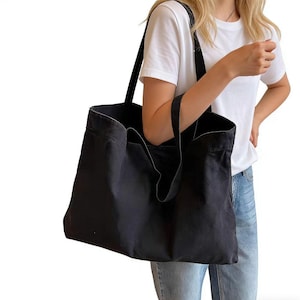 Stor tygväska i tyg | Minimalistisk axelväska | Miljövänlig shoppingväska | Vardagsväska i tyg