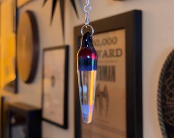 Purple & Blue Stripe Pendulum + handmade with glass for divination and spirit communication