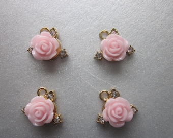 Ciondoli in lega di zinco con fiore in oro rosa 15x13 mm 2 ciondoli