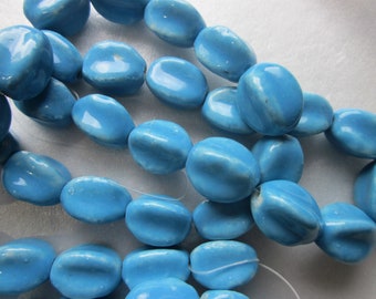 Blue Oval Porcelain Beads 17-18mm 12 Beads