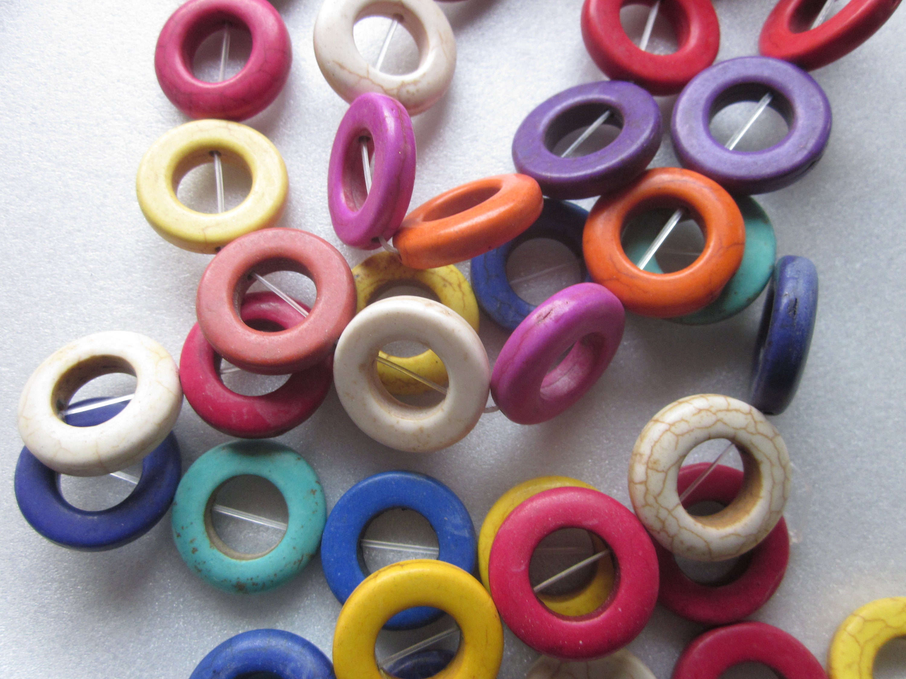 Multi Color Donut Resin Beads 20mm 10 Beads