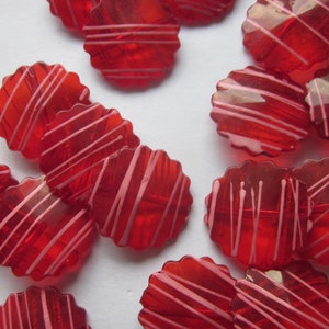 Red and Pink Coin Acrylic Beads 25mm 10 Beads