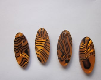 Tiger Orange and Black Acrylic Pendants 32x14mm 4 Pendants