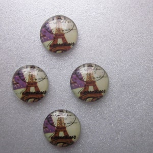 Tour Eiffel de Paris en verre en forme de dôme Cabochons 16mm 4 Cabochons