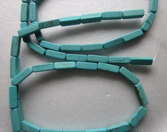 Blue Rectangle Magnesite Beads 13-14mm 14 Beads