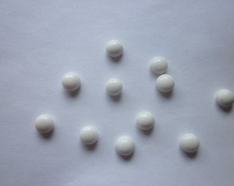 White Japanese Glass Cabochons 8mm 10 Cabochons