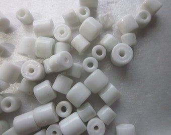 White Glass Tube Beads 5-8mm 20 Beads