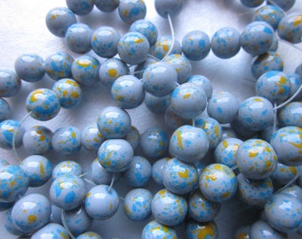 Gray Multi Color Round Glass Beads 8mm 20 Beads