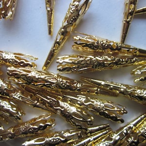 Golden Iron Bead Caps 42mm long 10 Beads Caps