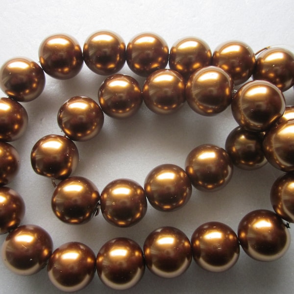 Round Copper Glass Beads 13-14mm 12 Beads