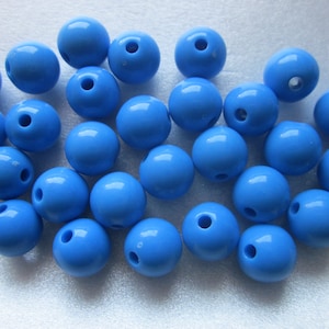 Blue Round Acrylic Beads 10mm 16 Beads