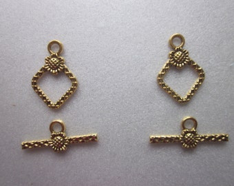 Antique Golden Tibetan Style Toggles 21mm 10 Toggles