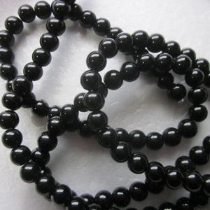Black Round Glass Beads 7-8mm 20 Beads