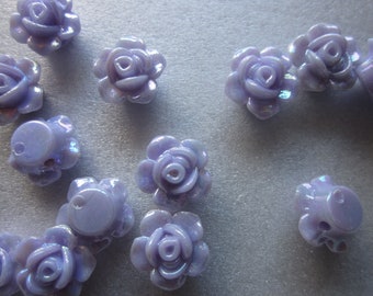 Lavender Flower Acrylic Beads 13mm 10 Beads