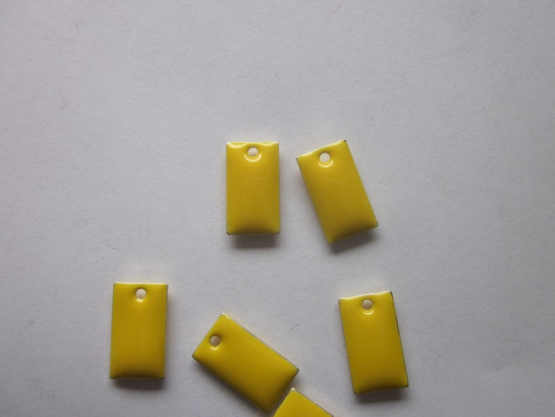 Yellow Rectangle Charms Epoxy and Silver Plated Brass 14x8mm 2 Charms