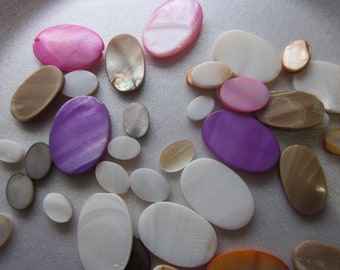 Multi Color Mother of Pearl Shell Oval Beads 12-26mm 12 Beads