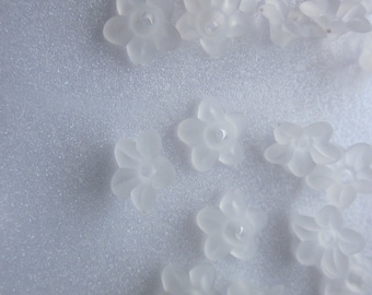 Frosted Acrylic Flower Beads 10x4mm 20 Beads