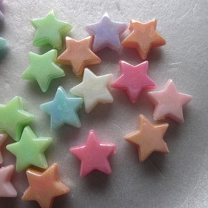 Multi Color Star Acrylic Beads 14x5mm 14 Beads