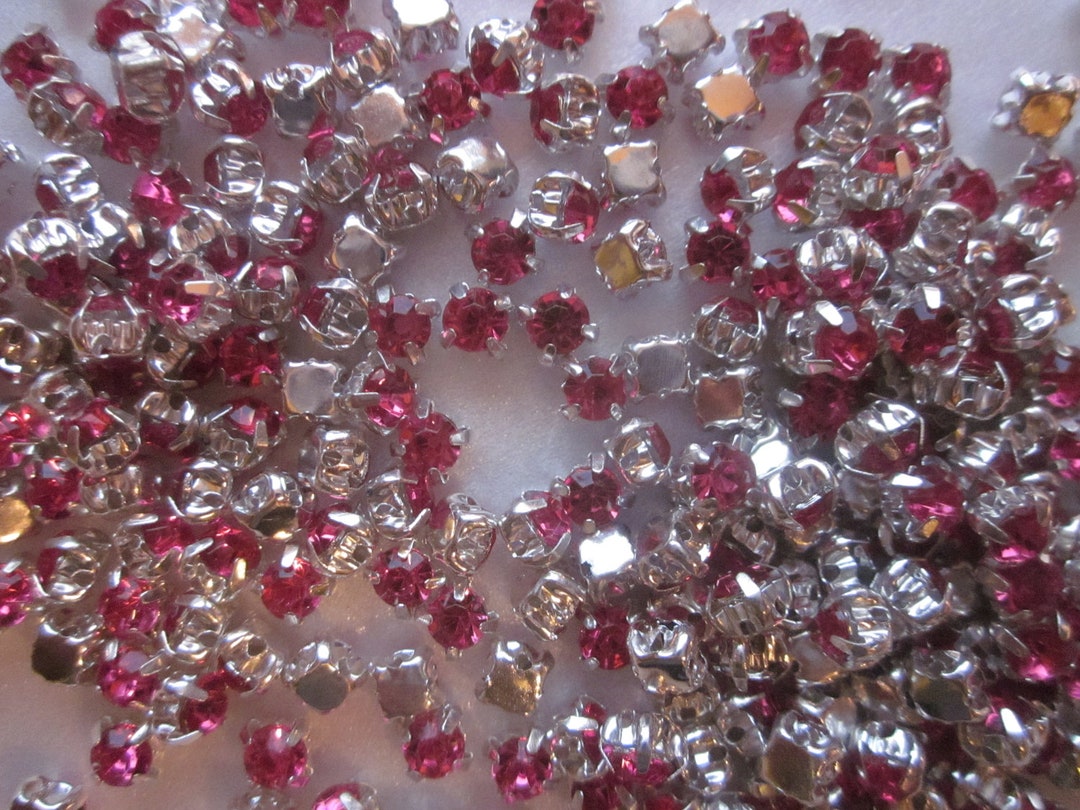 SALE - Fuschia Acrylic Rhinestone Beads 5mm 30 Beads - Etsy