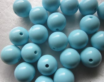 thumbnail image 2 of 24 Vintage Opaque Blue Acrylic Round Ring Beads - 5x22mm Smooth Spacers 6179 2 of 5