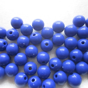 Blue Round Acrylic Beads 10mm 8 Beads