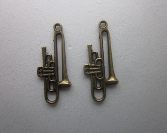 Antike Bronze Posaune Charms 30mm 2 Charms