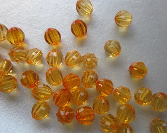 Orange Round Acrylic Beads 8x7mm 10 Beads