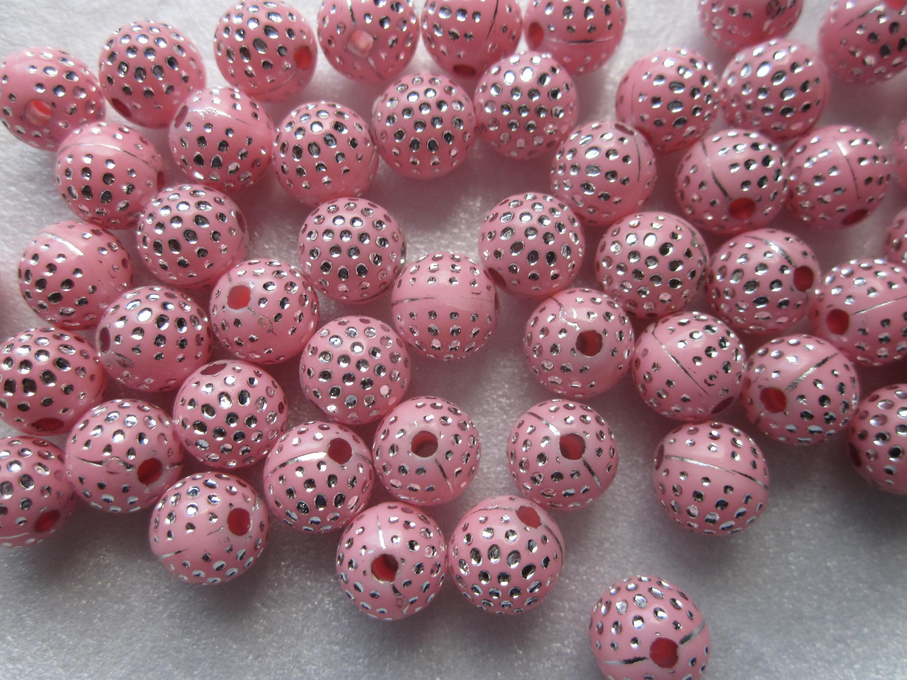 ピンクとシルバーの丸型水玉模様アクリルビーズ 8mm 20個 - Etsy 日本