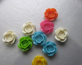 Cabochons en résine de fleurs multicolores 18 mm 8 cabochons