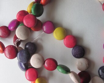 Multi-Color Resin Flat Coin Beads 12mm 12 Beads