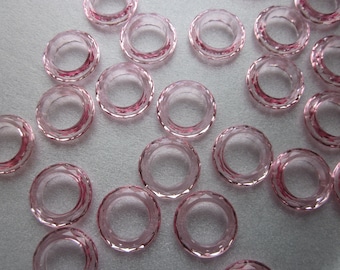 Cuentas acrílicas en forma de donut rosa, 19,5 mm, 12 cuentas