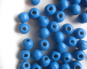 Royal Blue Wood Beads 10x9mm 24 Beads