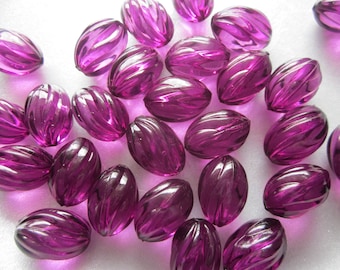 Purple Oval Fluted Acrylic Beads 20x13mm 8 Beads