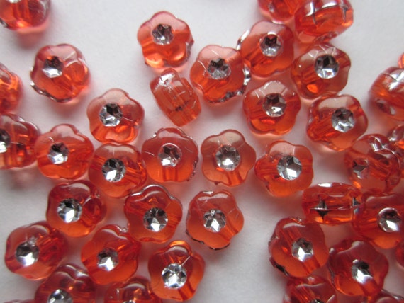 Orange and White Cube Resin Beads 8x7mm 12 Beads