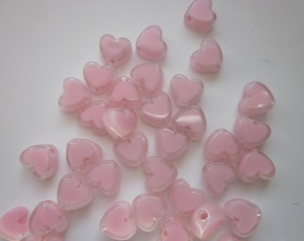 Pink Heart Acrylic Beads 8-9mm 20 Beads