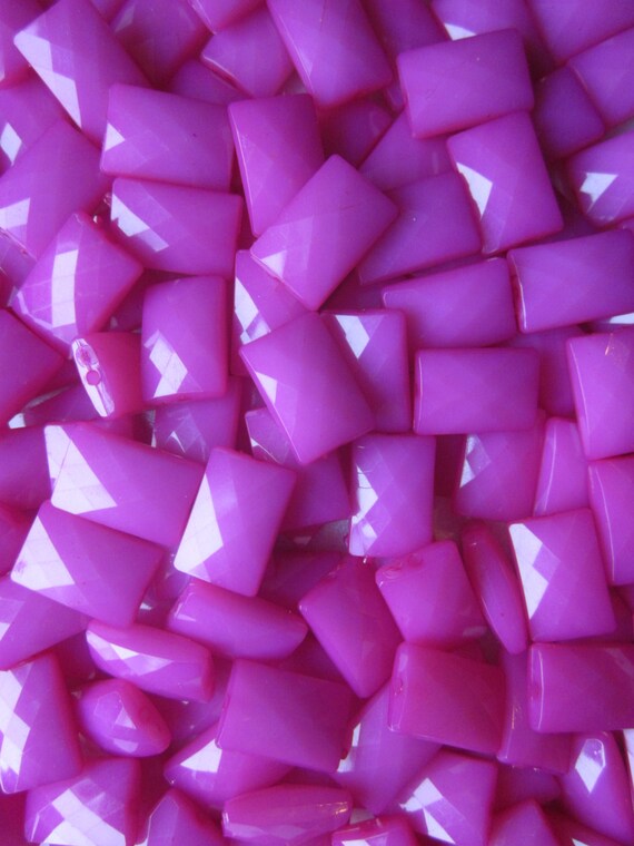 Fuschia Rectangle Faceted Acrylic Beads 15mm 20 Beads | Etsy