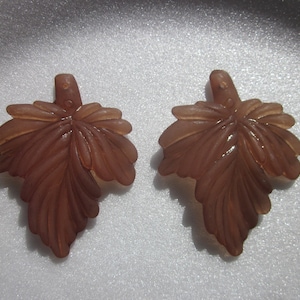 Brown Leaf Acrylic Pendants 45x37mm 6 Pendants