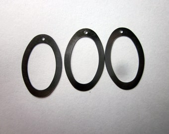 SALE - Iron Pendants, Oval, Black, 30 mm long 10 Pendants