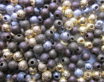 Multi Color Brass Stardust Beads 4mm 24 Beads